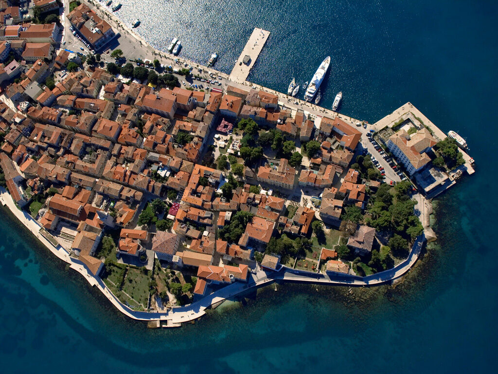 Air view of Porec old town